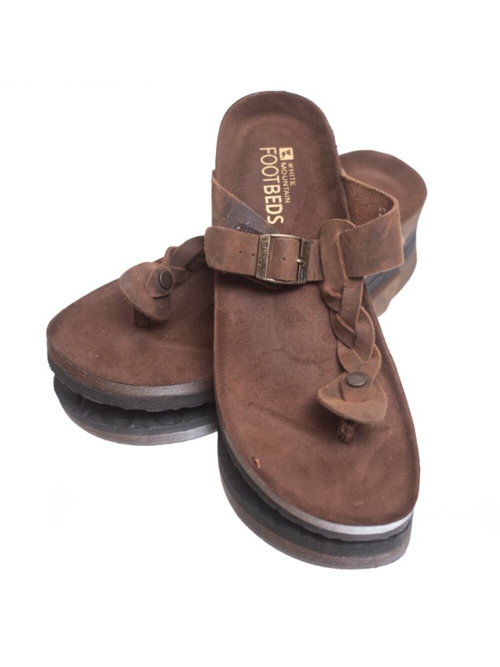 Leather Flip Flop Thong Sandals Brown Boho Braided Indie Festival Womens 9 Art